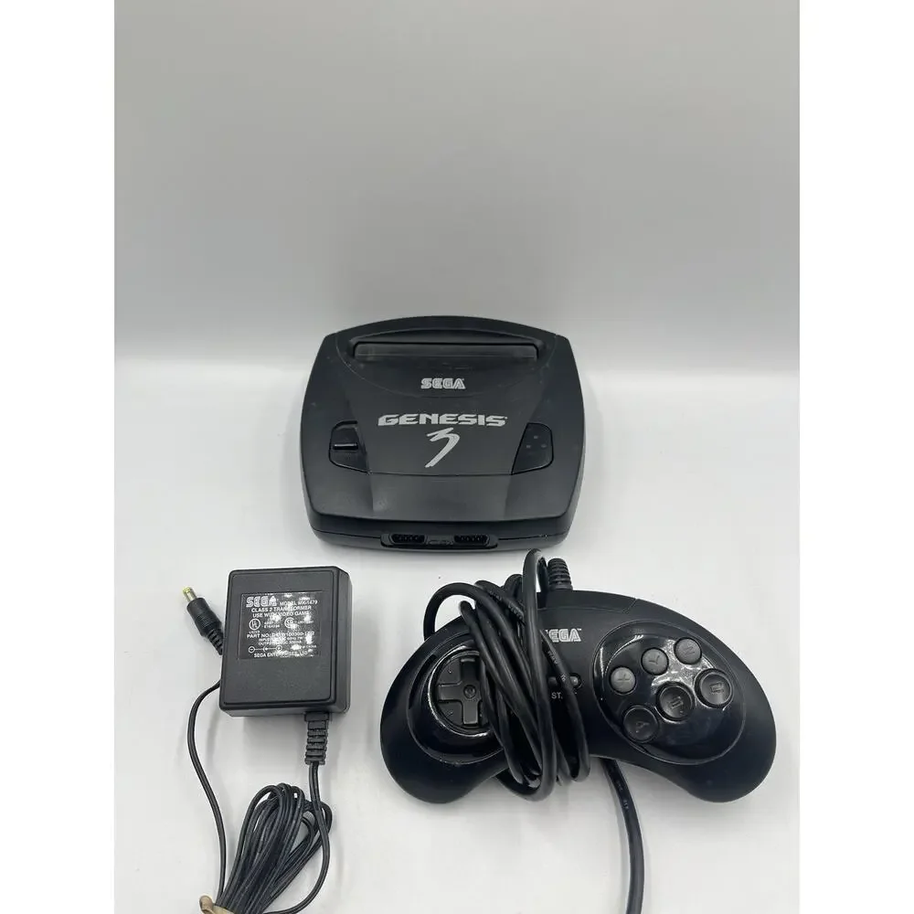 Sega Genesis 3 Console w/ Original 6 Button Controller & OEM Adapter - Black